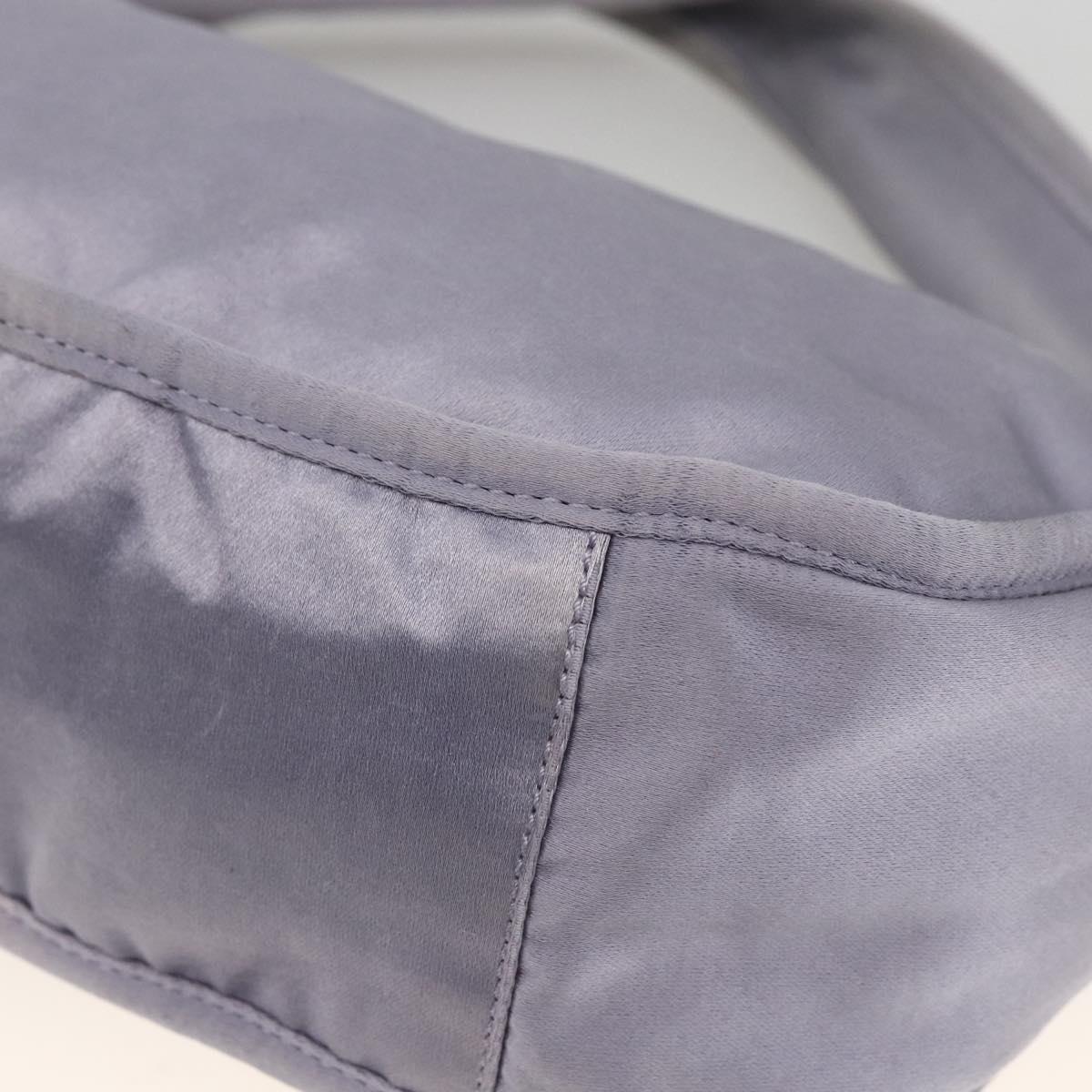 PRADA Pouch Hand Bag Satin Purple Silver Auth ARZ573A