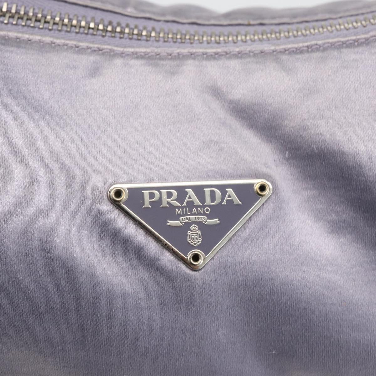 PRADA Pouch Hand Bag Satin Purple Silver Auth ARZ573A