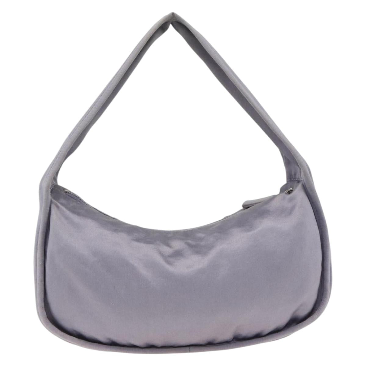PRADA Pouch Hand Bag Satin Purple Silver Auth ARZ573A