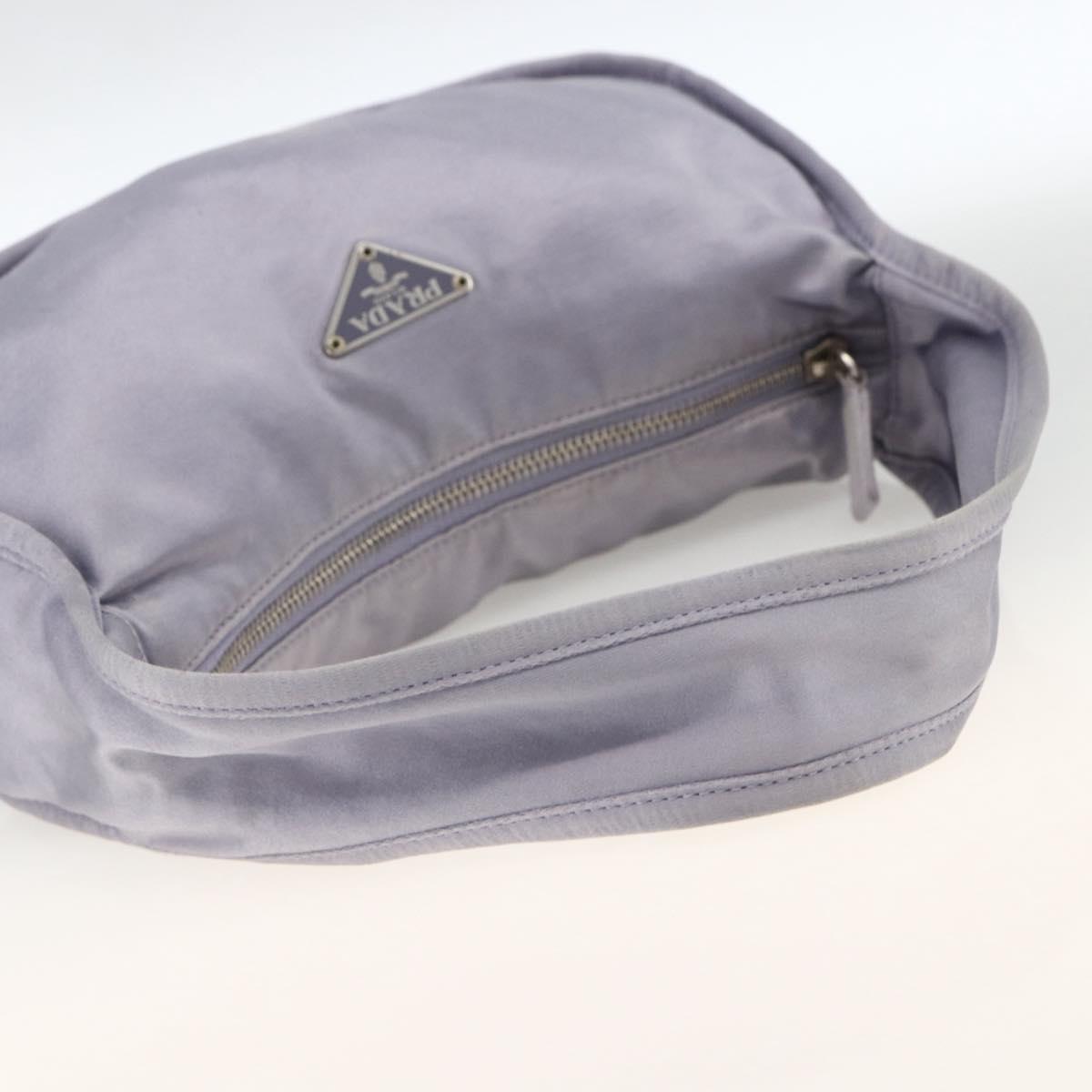 PRADA Pouch Hand Bag Satin Purple Silver Auth ARZ573A