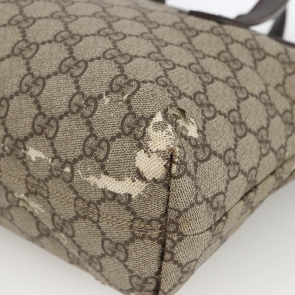GUCCI GG Supreme Hand Bag PVC Beige Silver 181086 Auth ARZ575