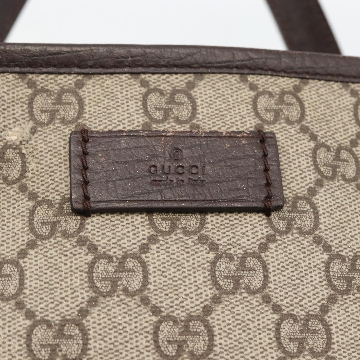 GUCCI GG Supreme Hand Bag PVC Beige Silver 181086 Auth ARZ575