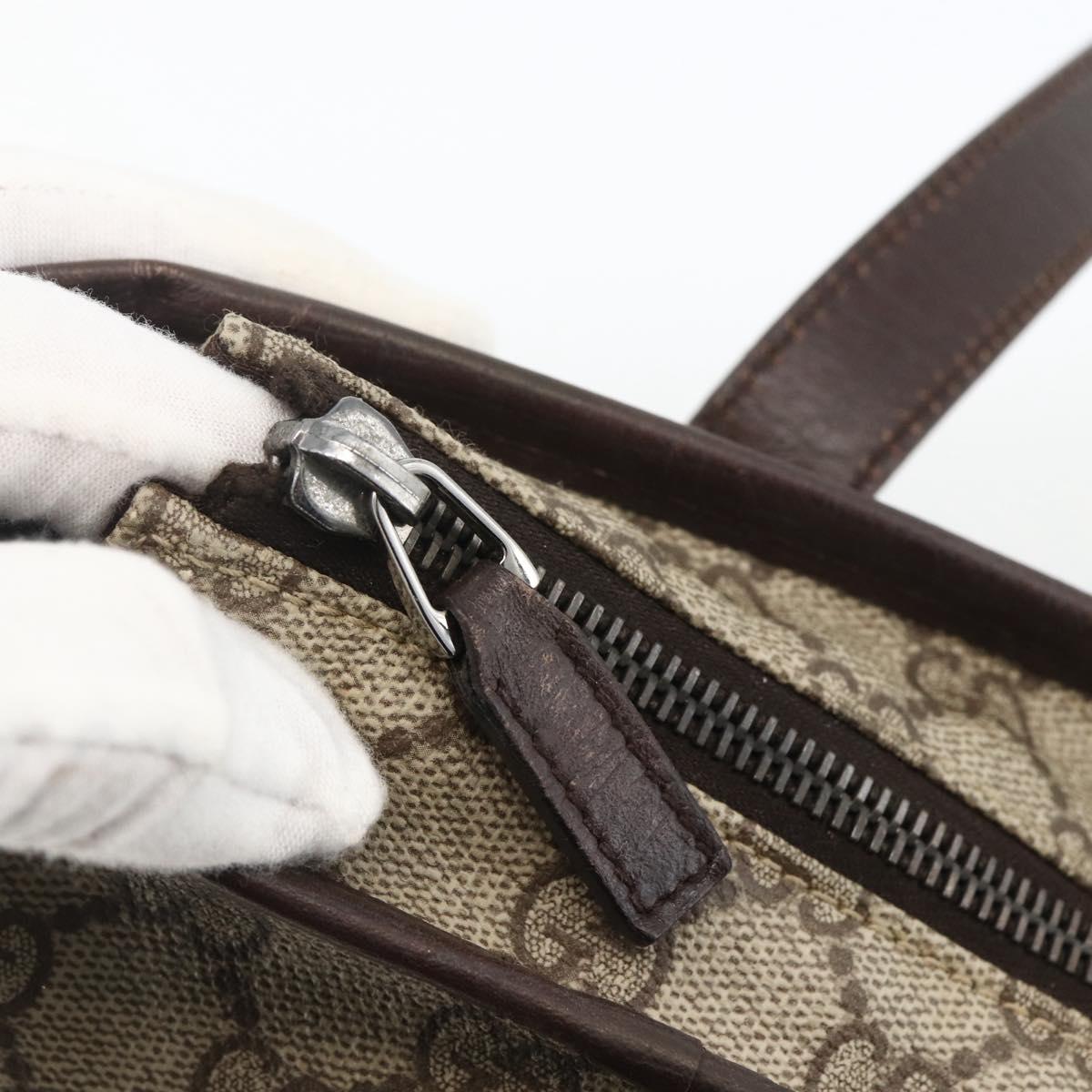 GUCCI GG Supreme Hand Bag PVC Beige Silver 181086 Auth ARZ575