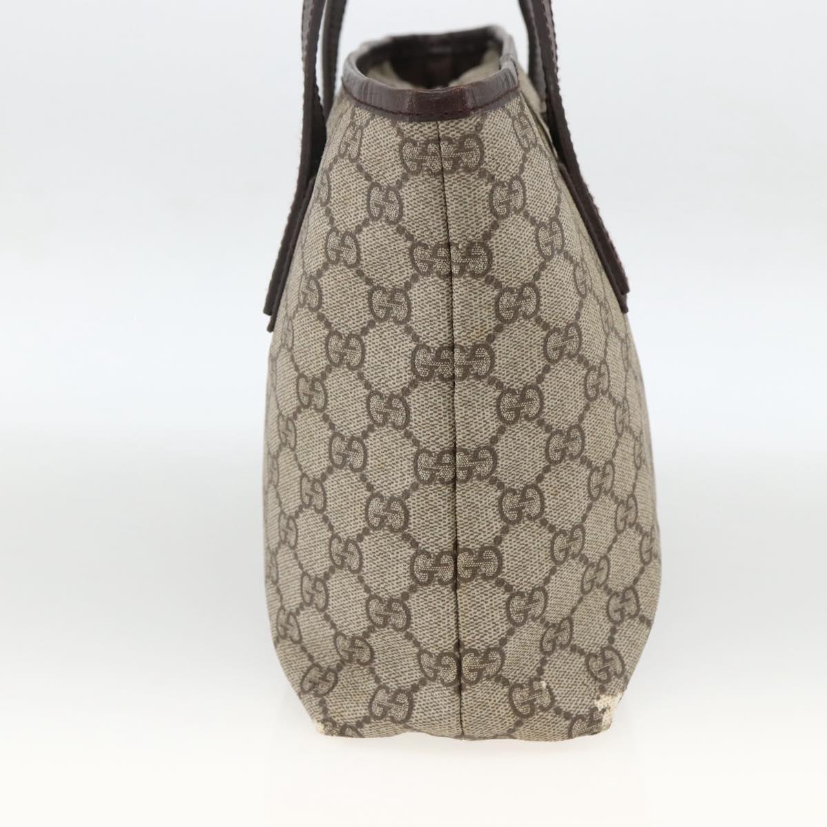 GUCCI GG Supreme Hand Bag PVC Beige Silver 181086 Auth ARZ575