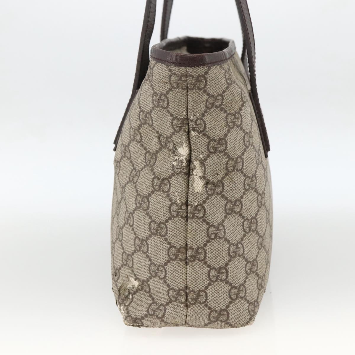 GUCCI GG Supreme Hand Bag PVC Beige Silver 181086 Auth ARZ575