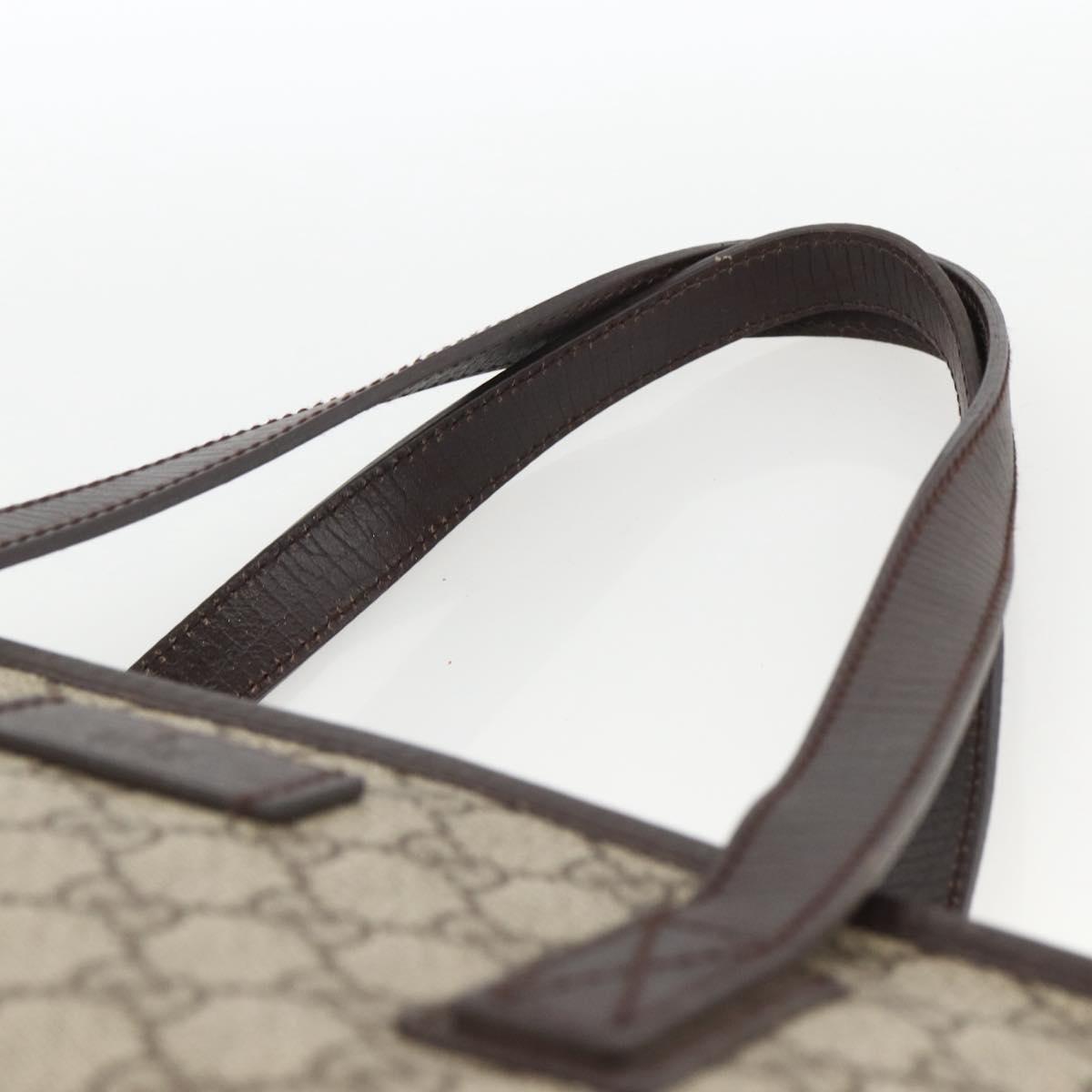 GUCCI GG Supreme Hand Bag PVC Beige Silver 181086 Auth ARZ575