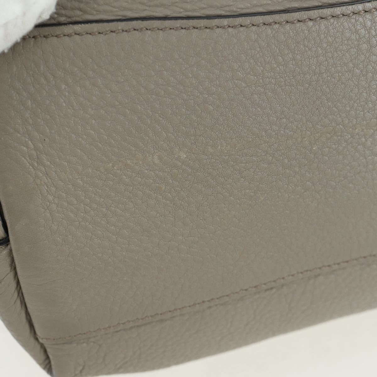 PRADA Tote Bag Leather Gray Silver Auth ARZ581V