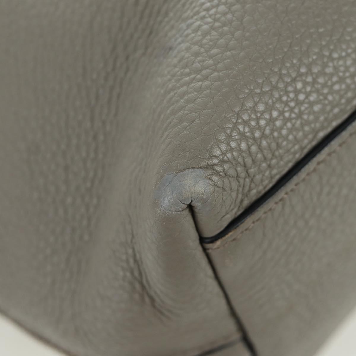 PRADA Tote Bag Leather Gray Silver Auth ARZ581V