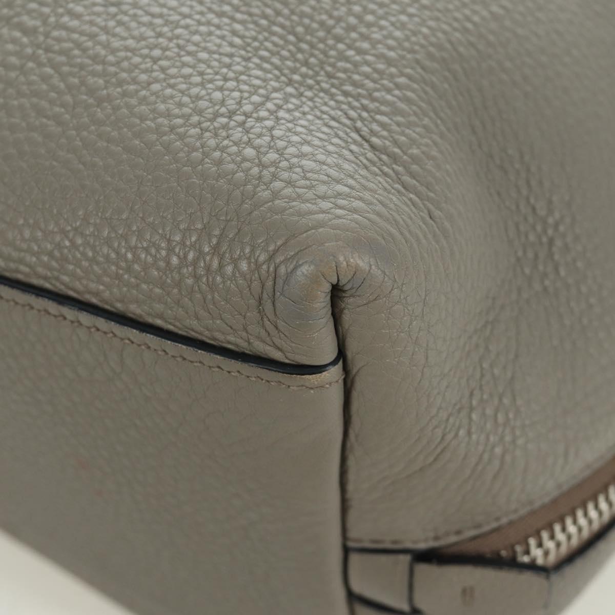 PRADA Tote Bag Leather Gray Silver Auth ARZ581V
