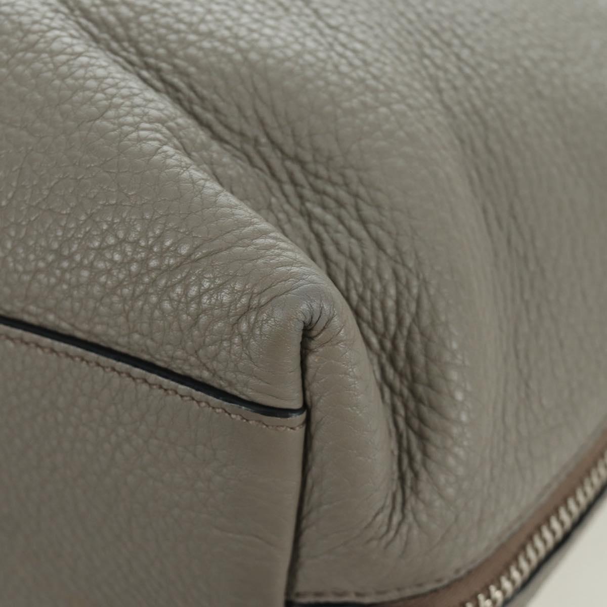 PRADA Tote Bag Leather Gray Silver Auth ARZ581V