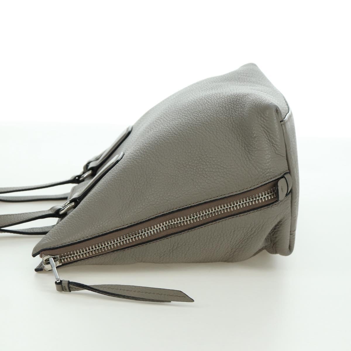 PRADA Tote Bag Leather Gray Silver Auth ARZ581V