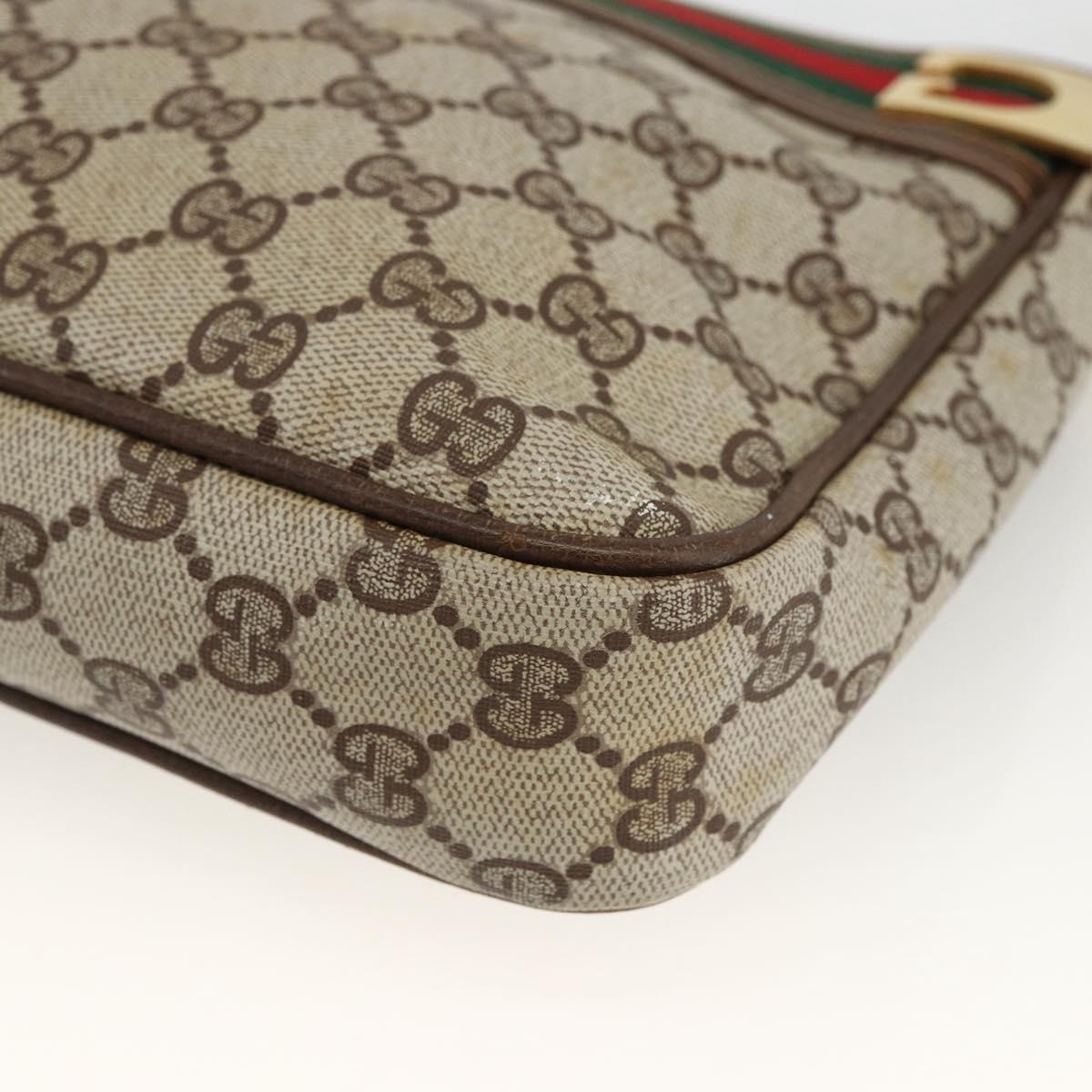 GUCCI GG Supreme Web Sherry Line Shoulder Bag PVC Beige Red Green Auth ARZ590A