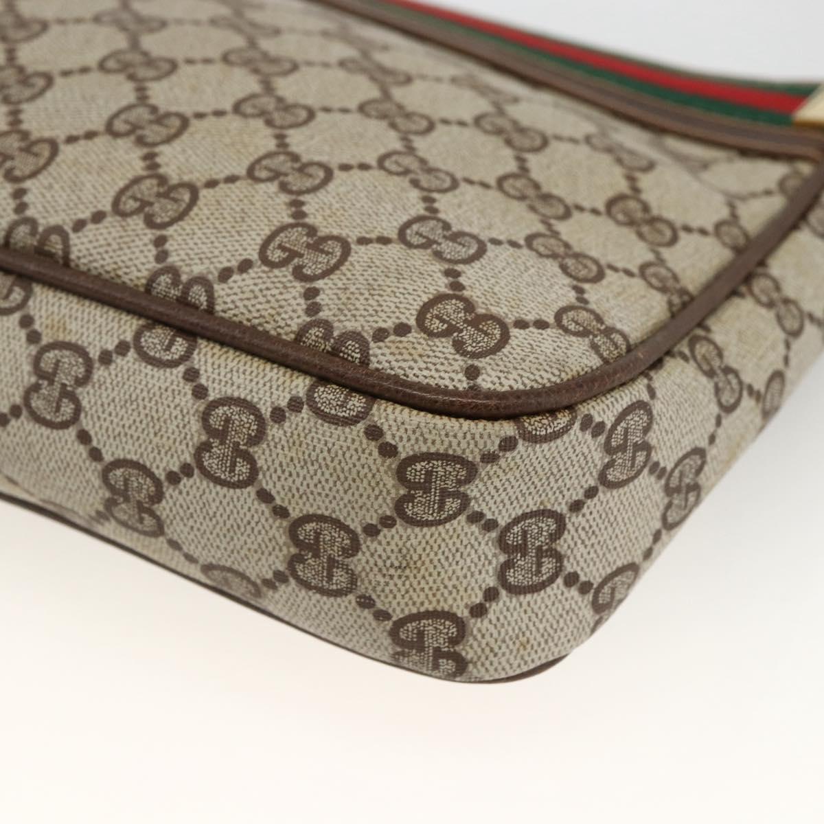 GUCCI GG Supreme Web Sherry Line Shoulder Bag PVC Beige Red Green Auth ARZ590A