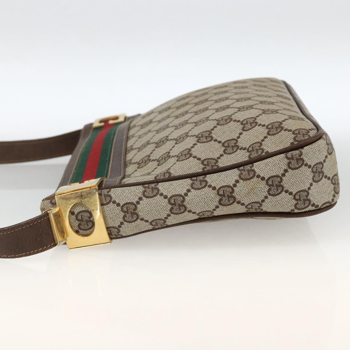 GUCCI GG Supreme Web Sherry Line Shoulder Bag PVC Beige Red Green Auth ARZ590A