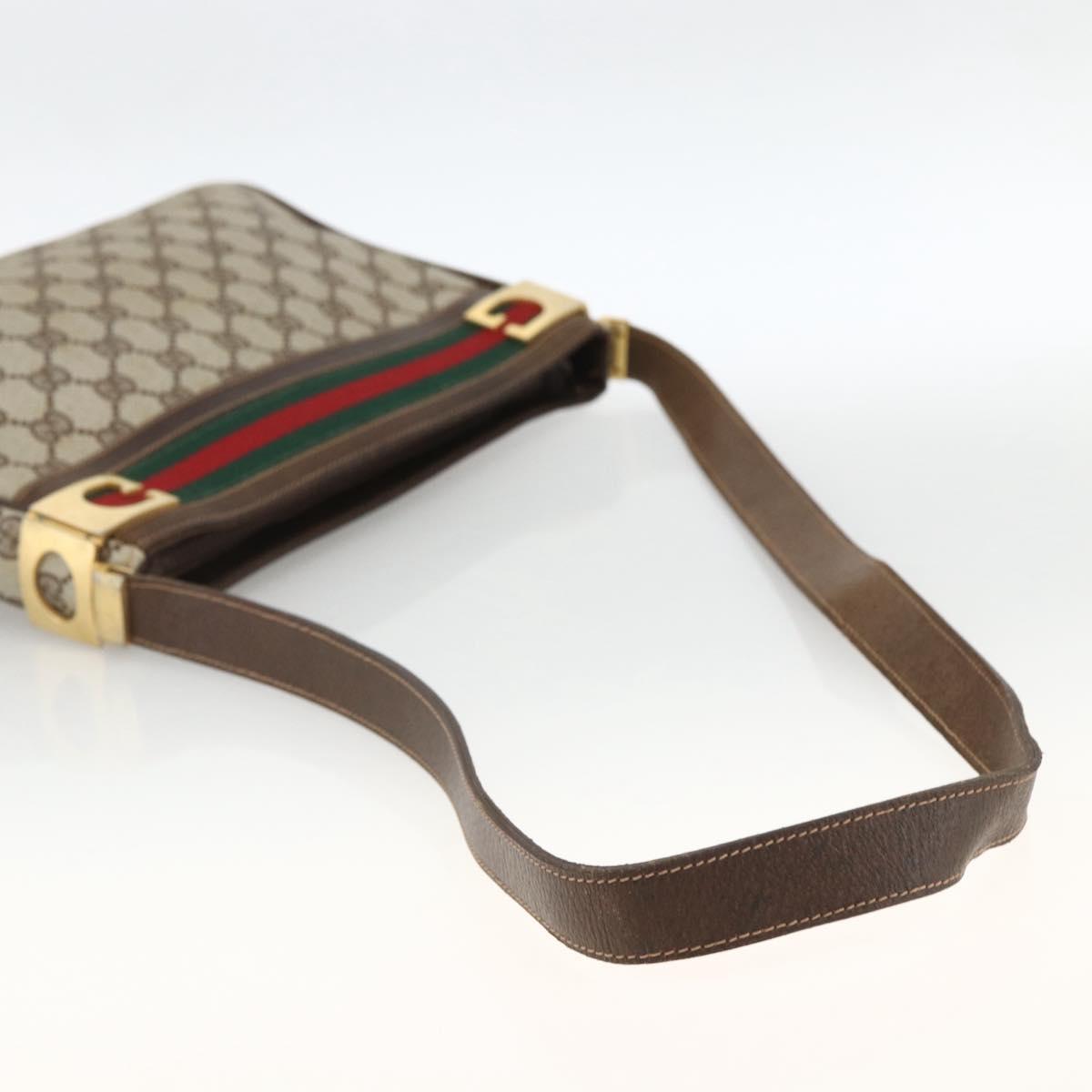 GUCCI GG Supreme Web Sherry Line Shoulder Bag PVC Beige Red Green Auth ARZ590A