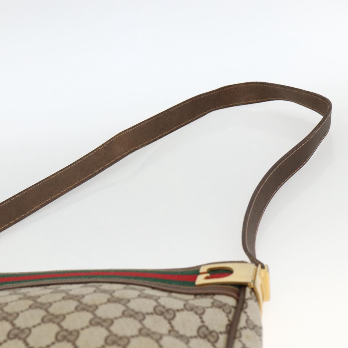 GUCCI GG Supreme Web Sherry Line Shoulder Bag PVC Beige Red Green Auth ARZ590A