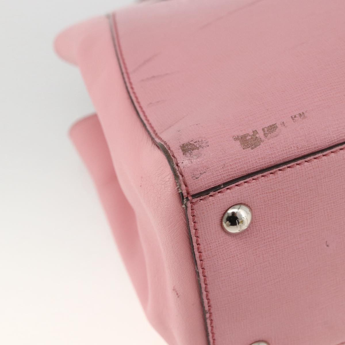 FENDI To joule Hand Bag Leather 2way Pink Silver Auth ARZ591