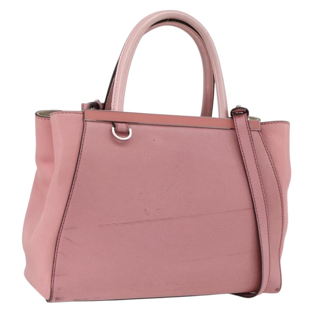 FENDI To joule Hand Bag Leather 2way Pink Silver Auth ARZ591
