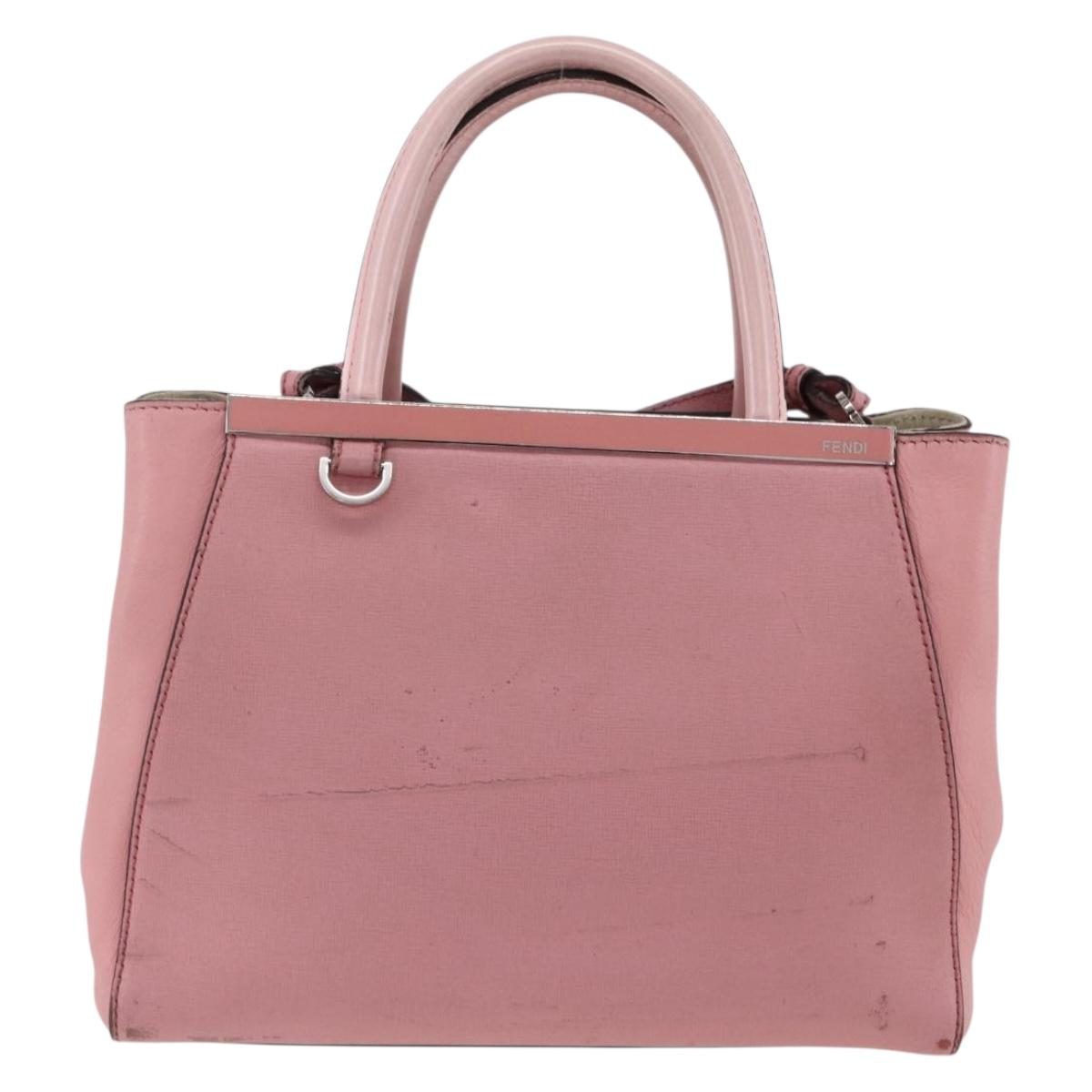 FENDI To joule Hand Bag Leather 2way Pink Silver Auth ARZ591