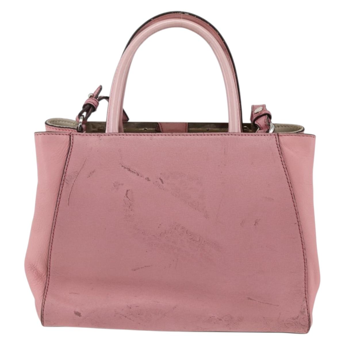 FENDI To joule Hand Bag Leather 2way Pink Silver Auth ARZ591