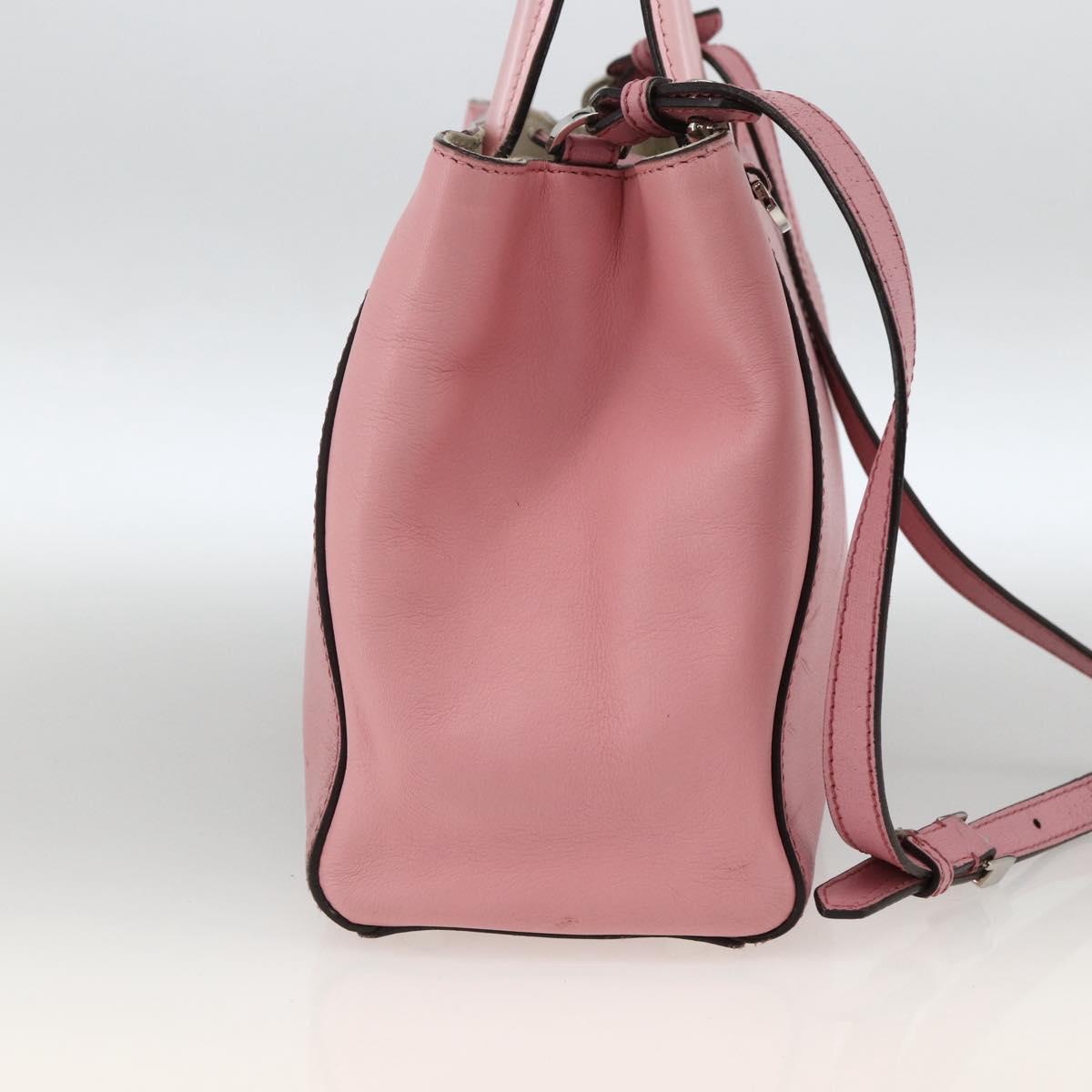 FENDI To joule Hand Bag Leather 2way Pink Silver Auth ARZ591