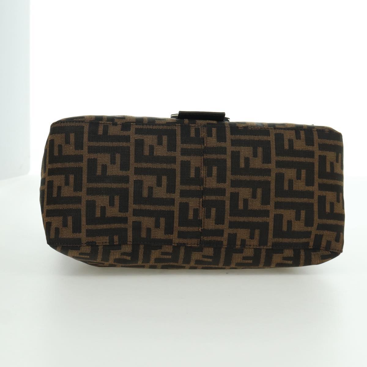 FENDI Zucca Canvas Mamma Baguette Shoulder Bag Black Brown Auth ARZ597SAV