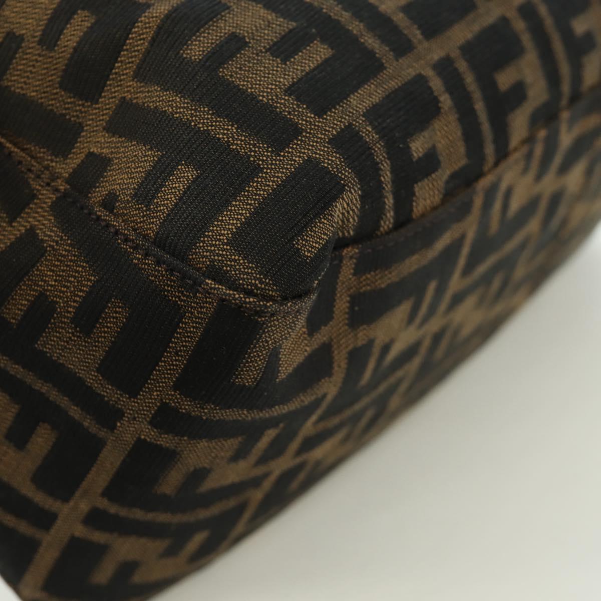 FENDI Zucca Canvas Mamma Baguette Shoulder Bag Black Brown Auth ARZ597SAV