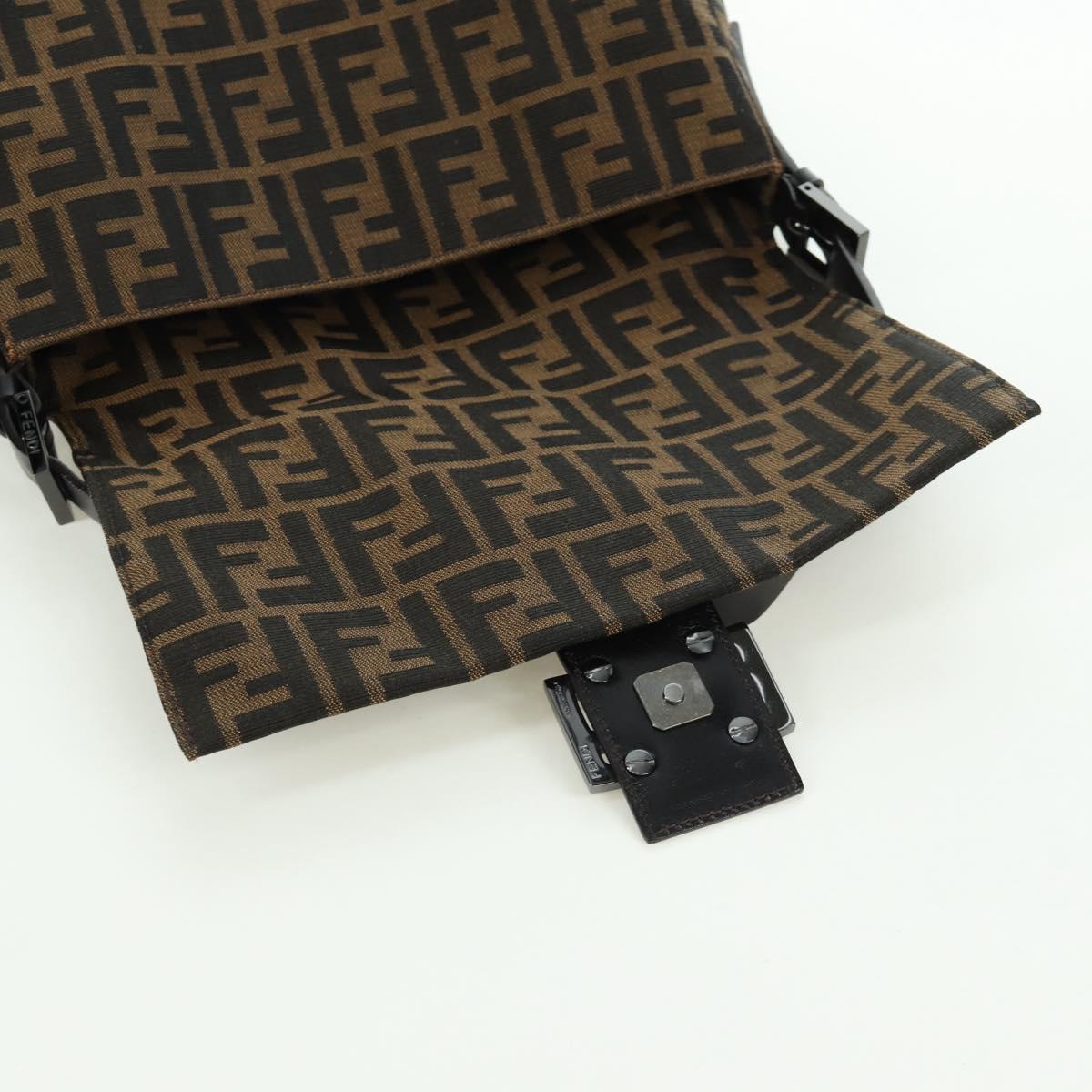 FENDI Zucca Canvas Mamma Baguette Shoulder Bag Black Brown Auth ARZ597SAV