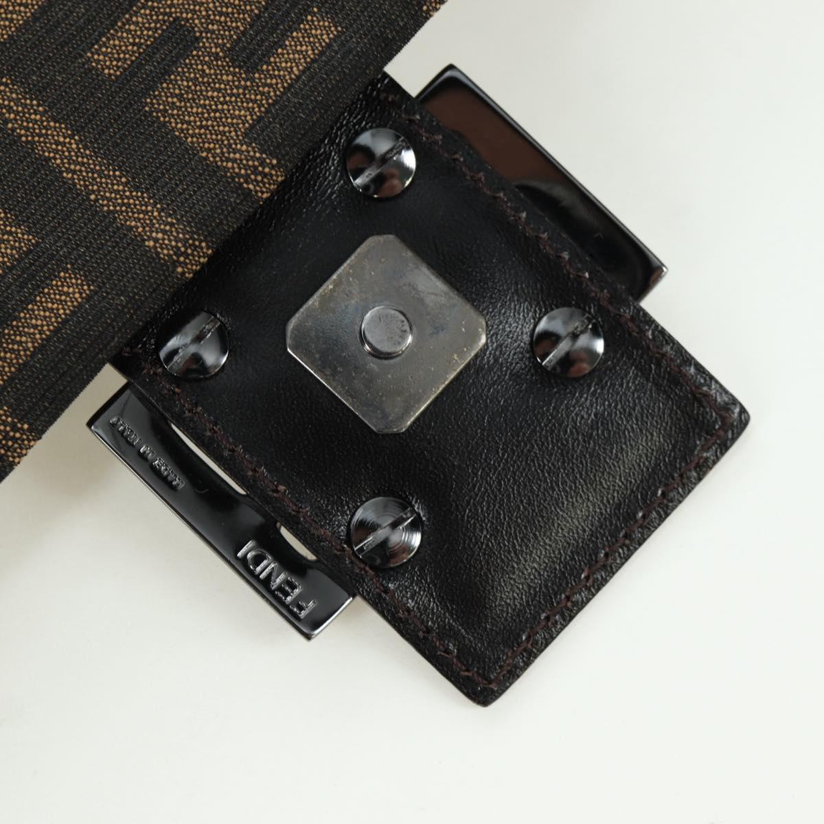 FENDI Zucca Canvas Mamma Baguette Shoulder Bag Black Brown Auth ARZ597SAV