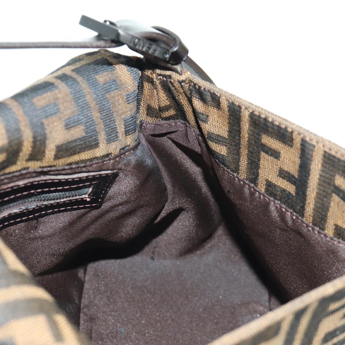 FENDI Zucca Canvas Mamma Baguette Shoulder Bag Black Brown Auth ARZ597SAV