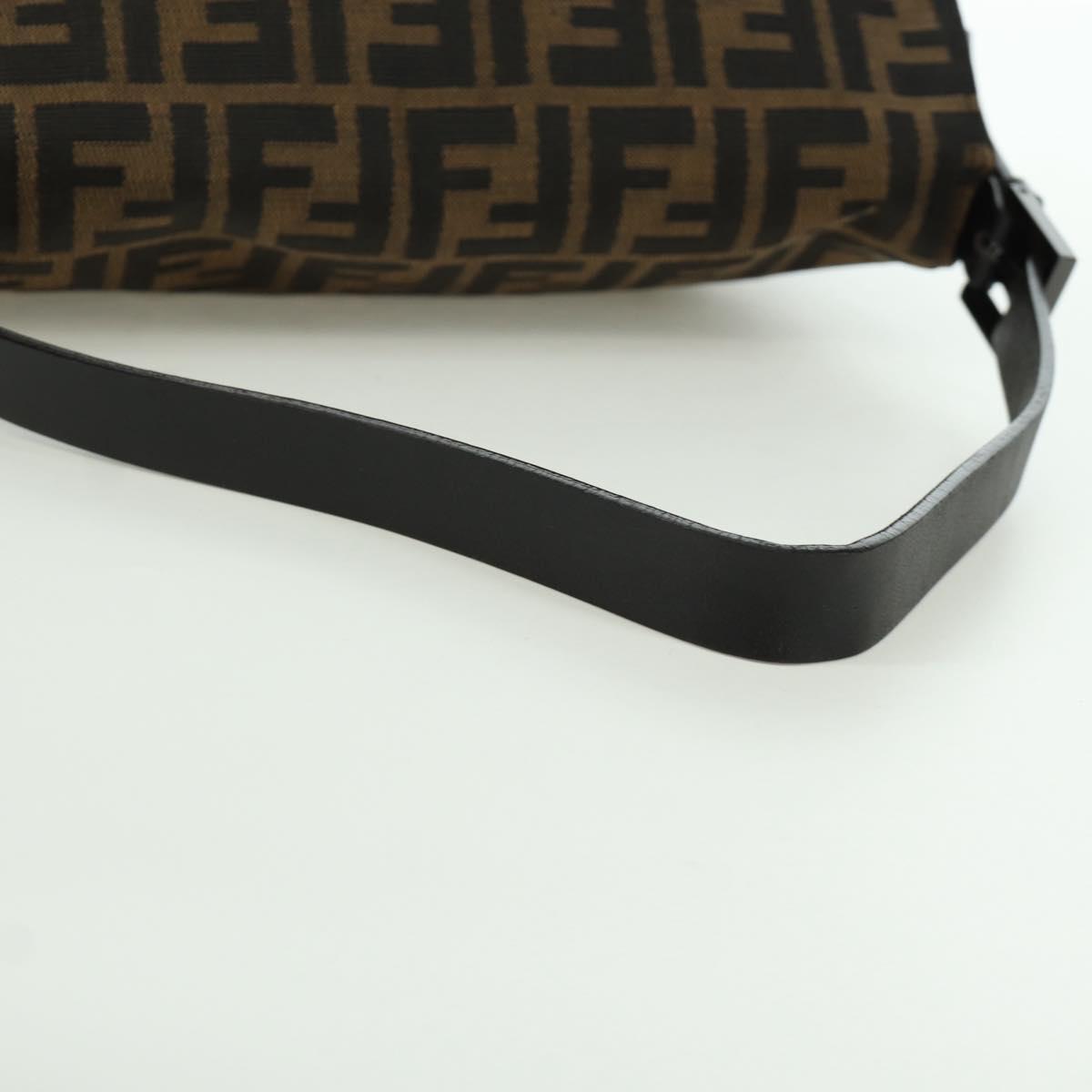 FENDI Zucca Canvas Mamma Baguette Shoulder Bag Black Brown Auth ARZ597SAV