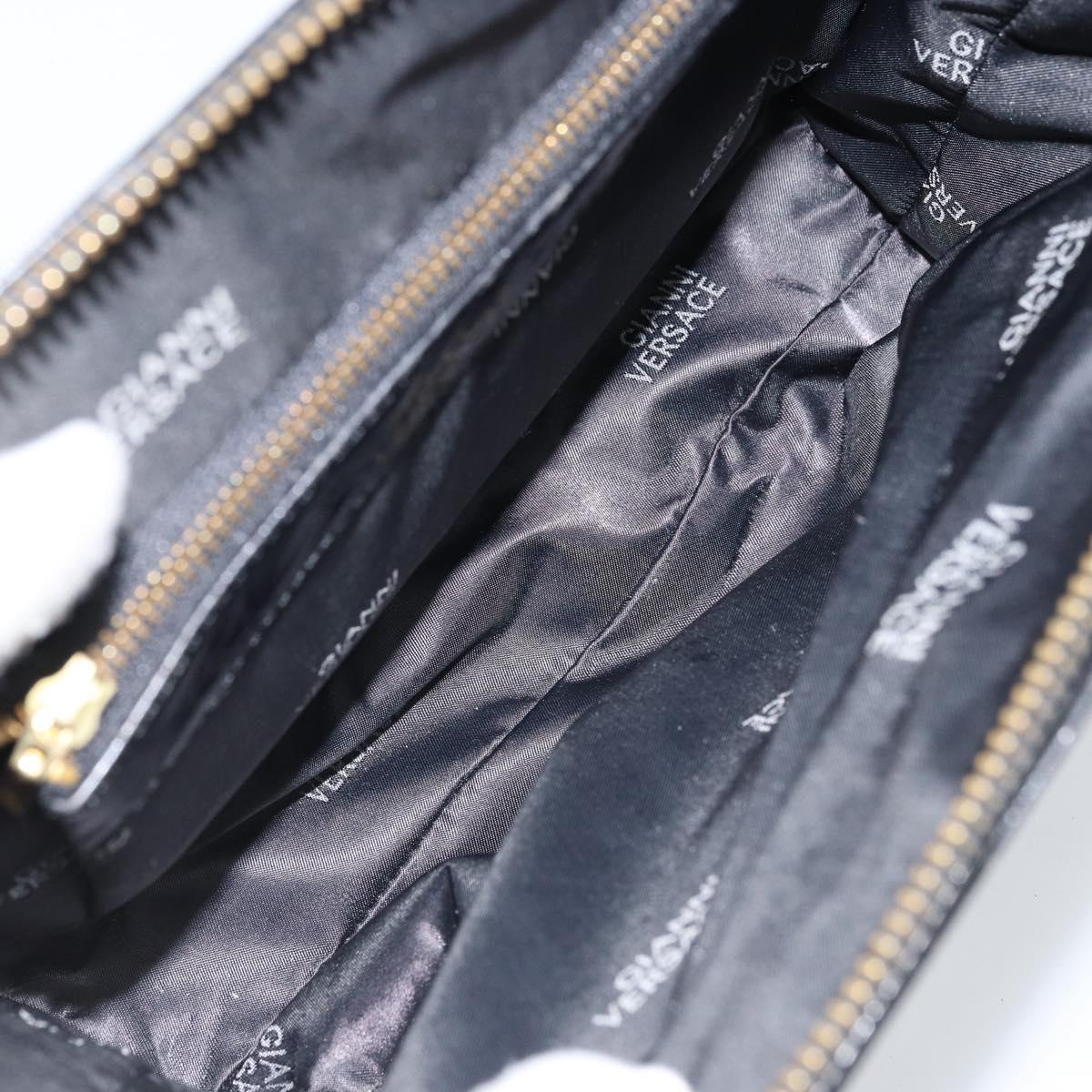 Gianni Versace Shoulder Bag Embossed leather Black Gold Auth ARZ600A