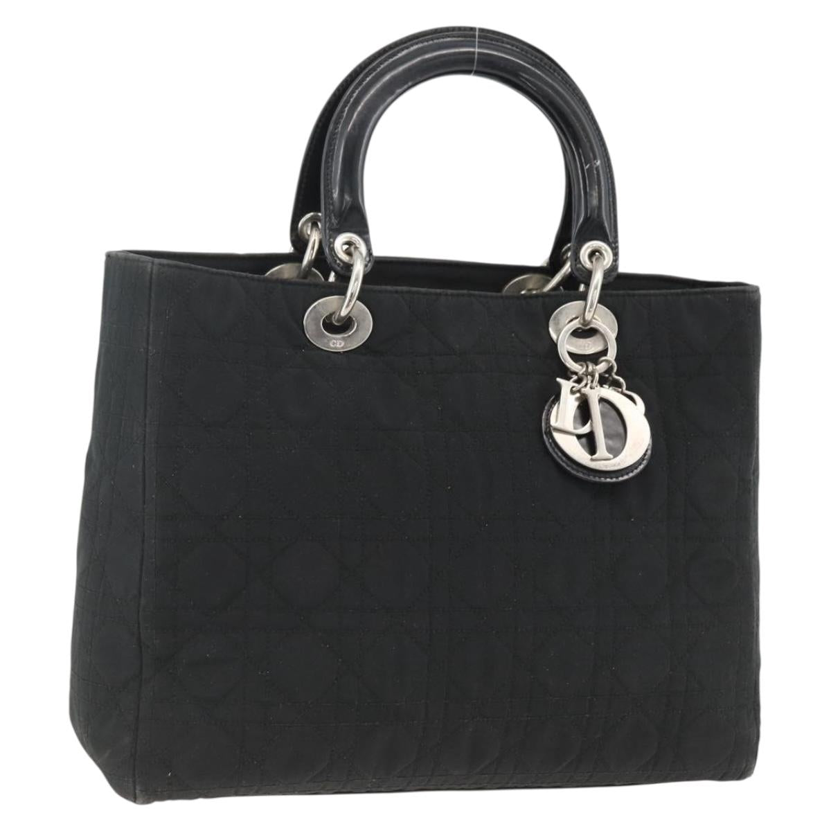 Christian Dior Canage Tote Bag Nylon Black Silver Auth ARZ602