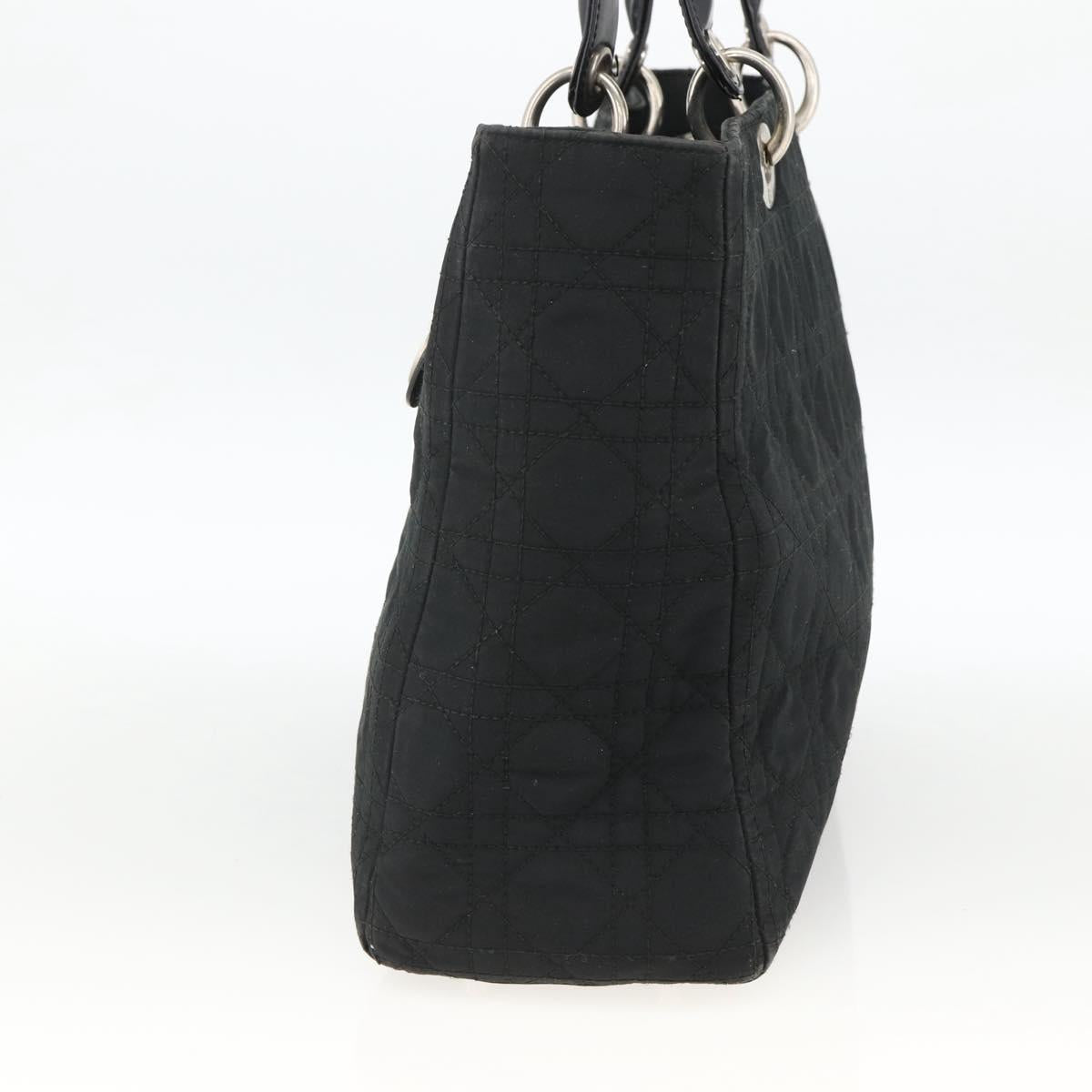 Christian Dior Canage Tote Bag Nylon Black Silver Auth ARZ602