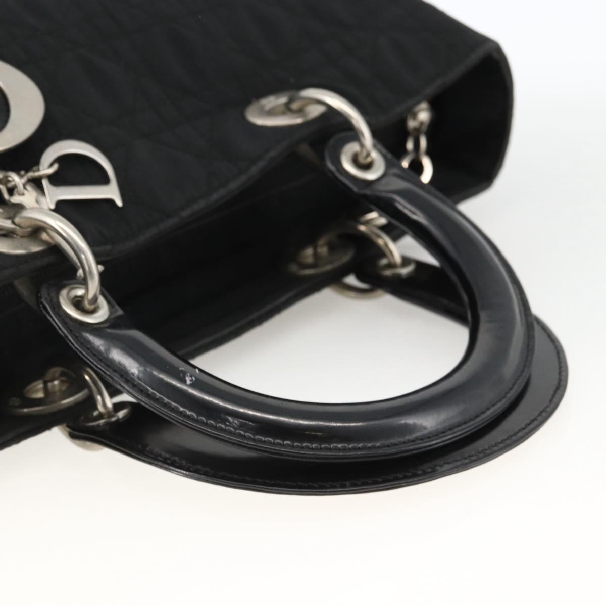 Christian Dior Canage Tote Bag Nylon Black Silver Auth ARZ602