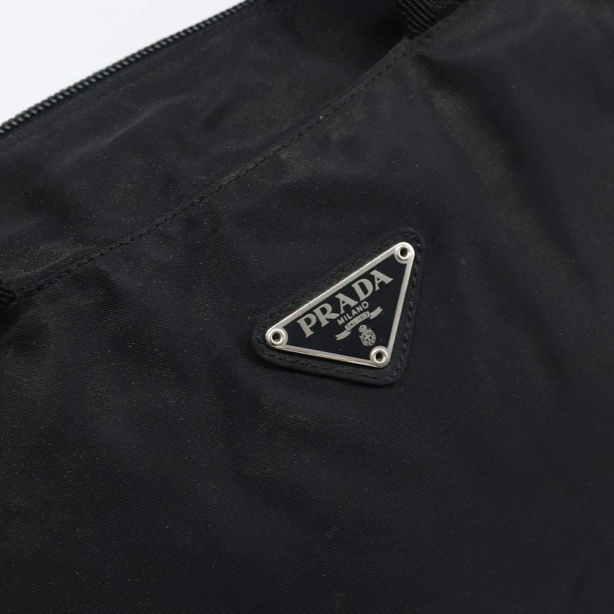 PRADA Hand Bag Nylon Black Silver Auth ARZ607