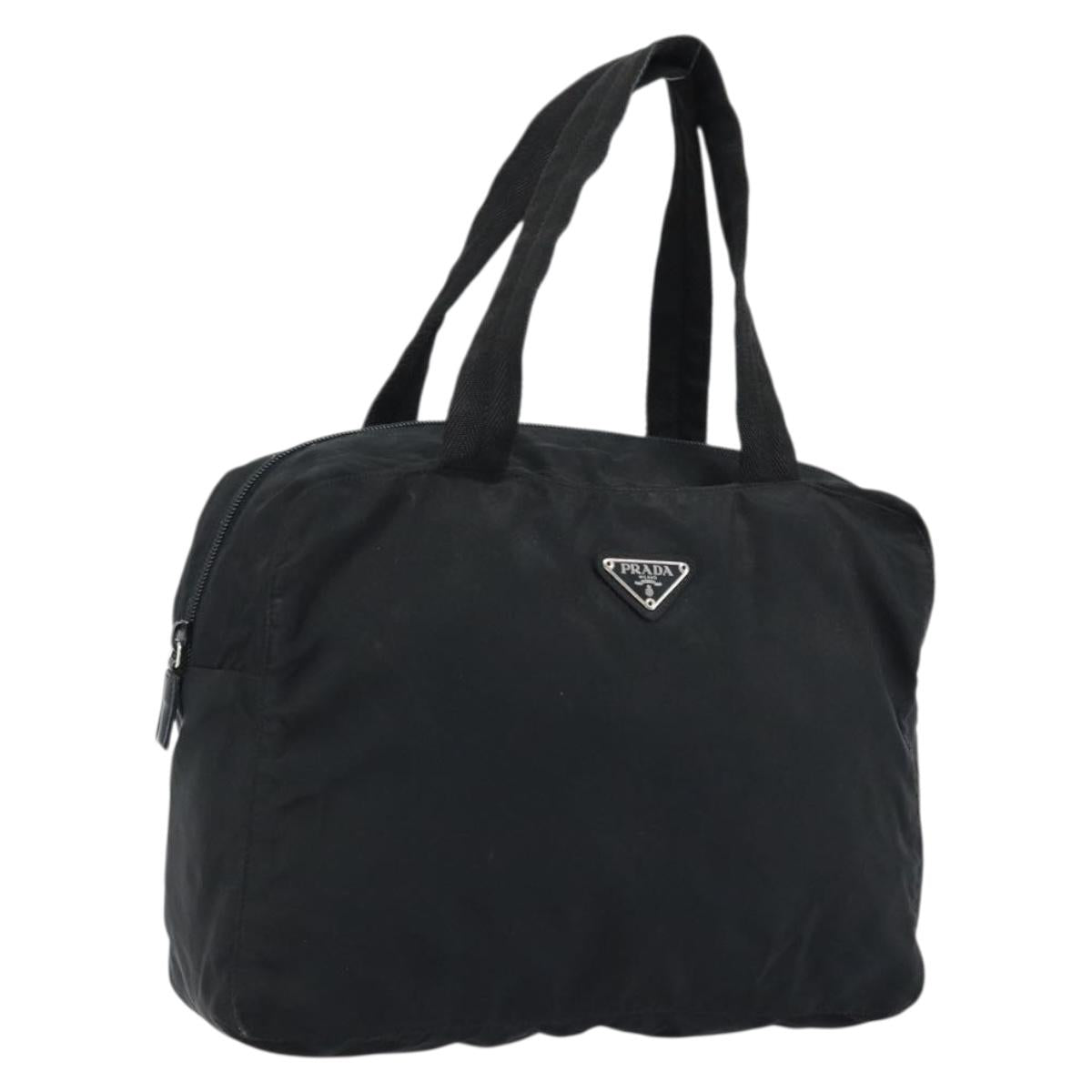 PRADA Hand Bag Nylon Black Silver Auth ARZ607