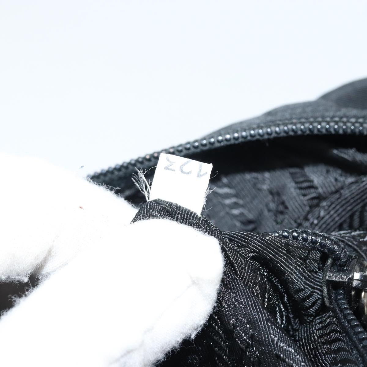 PRADA Hand Bag Nylon Black Silver Auth ARZ607