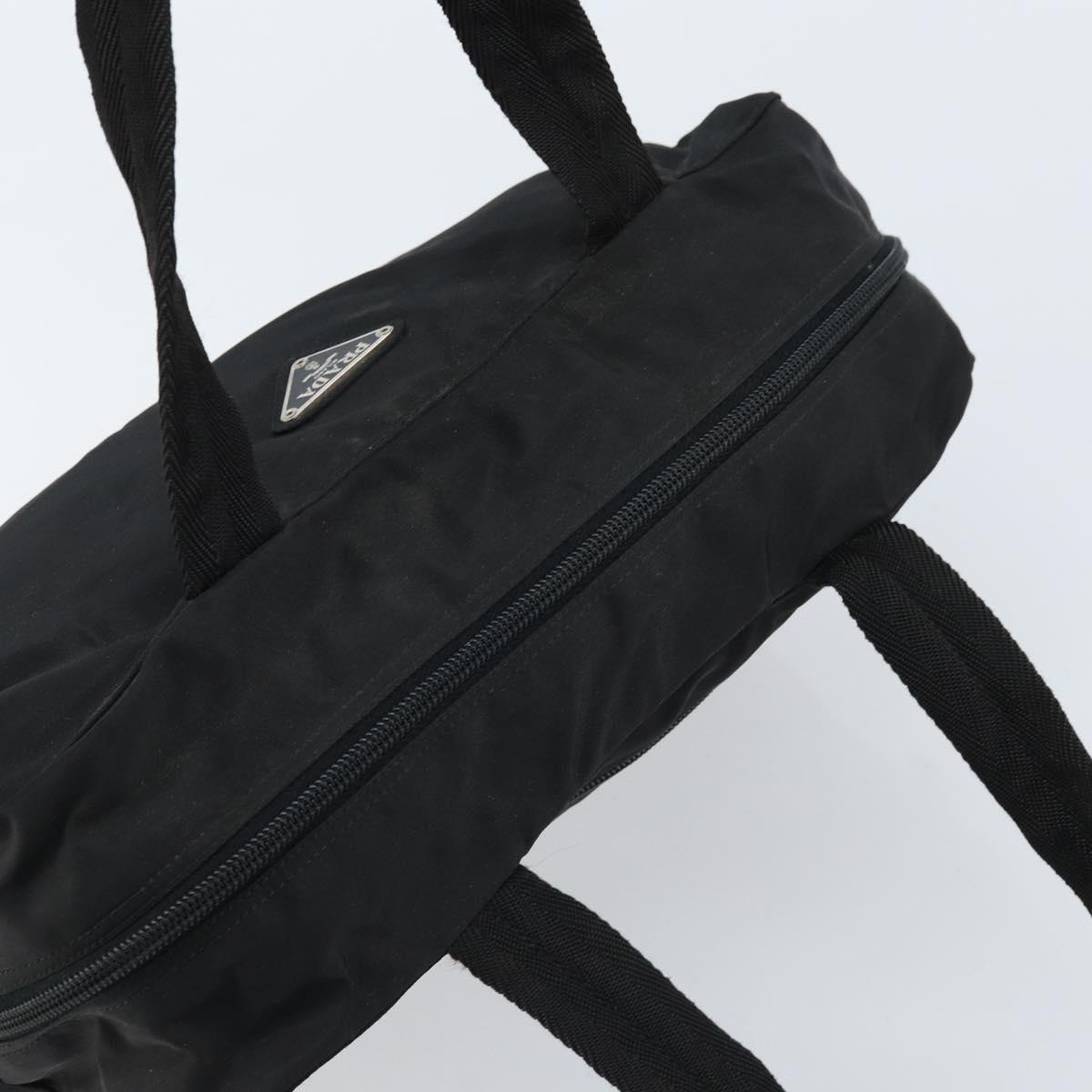 PRADA Hand Bag Nylon Black Silver Auth ARZ607