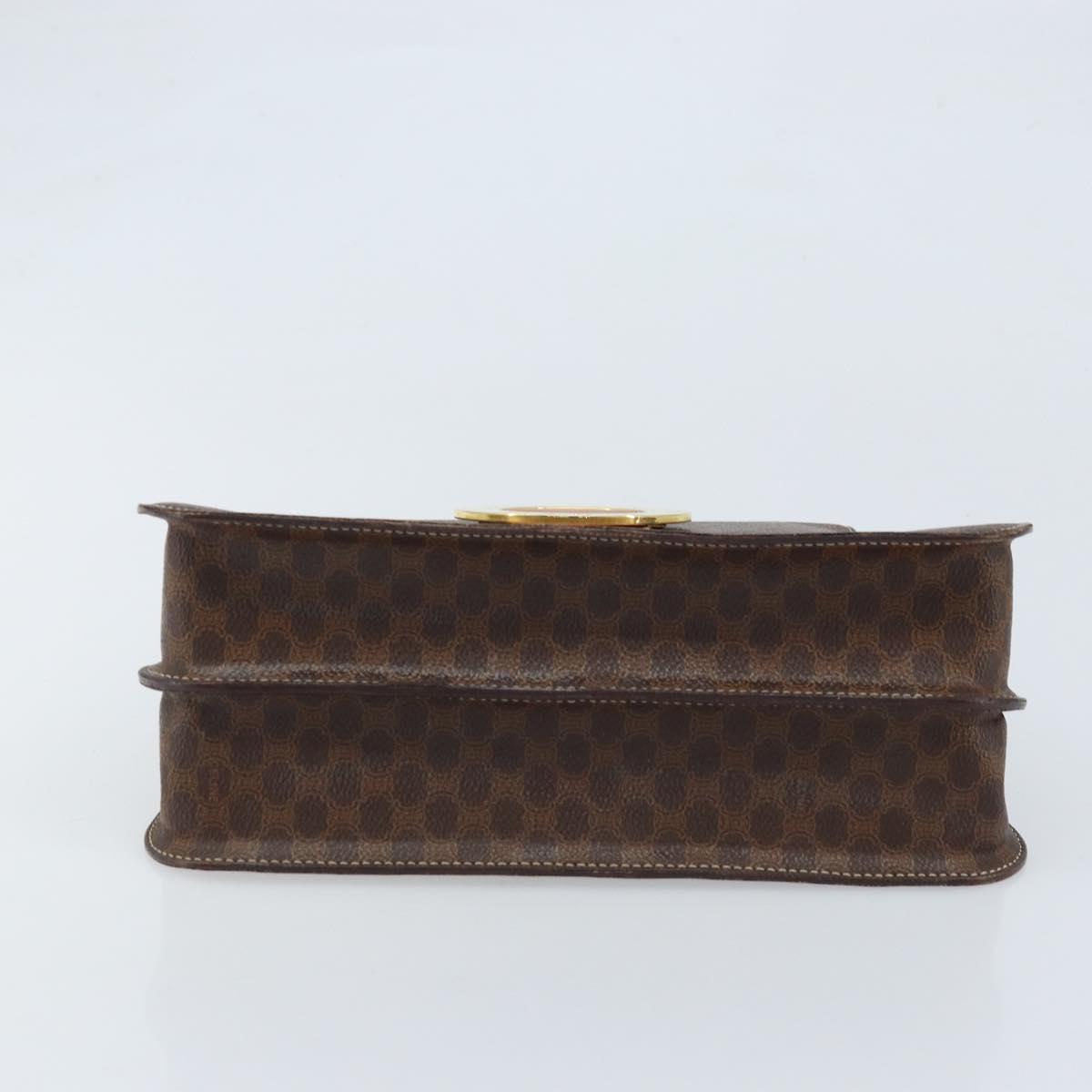 CELINE Macadam Canvas Hand Bag PVC 2way Gold Brown Auth ARZ616A