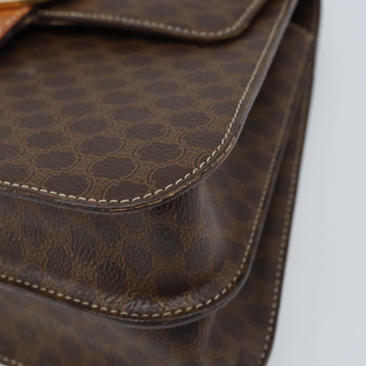 CELINE Macadam Canvas Hand Bag PVC 2way Gold Brown Auth ARZ616A