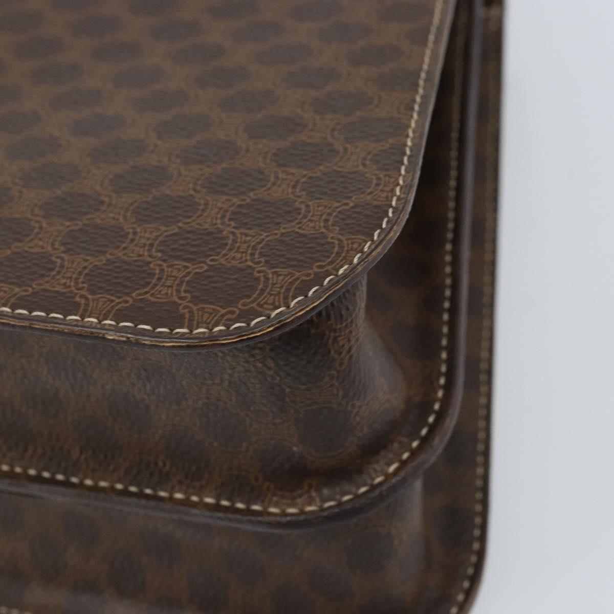 CELINE Macadam Canvas Hand Bag PVC 2way Gold Brown Auth ARZ616A