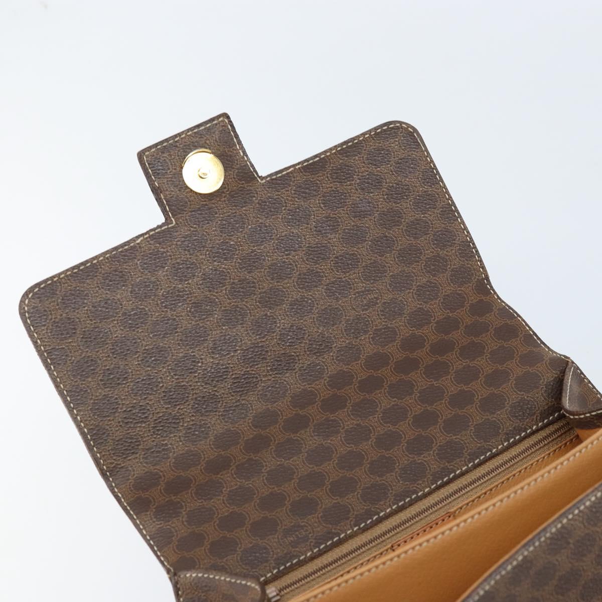 CELINE Macadam Canvas Hand Bag PVC 2way Gold Brown Auth ARZ616A
