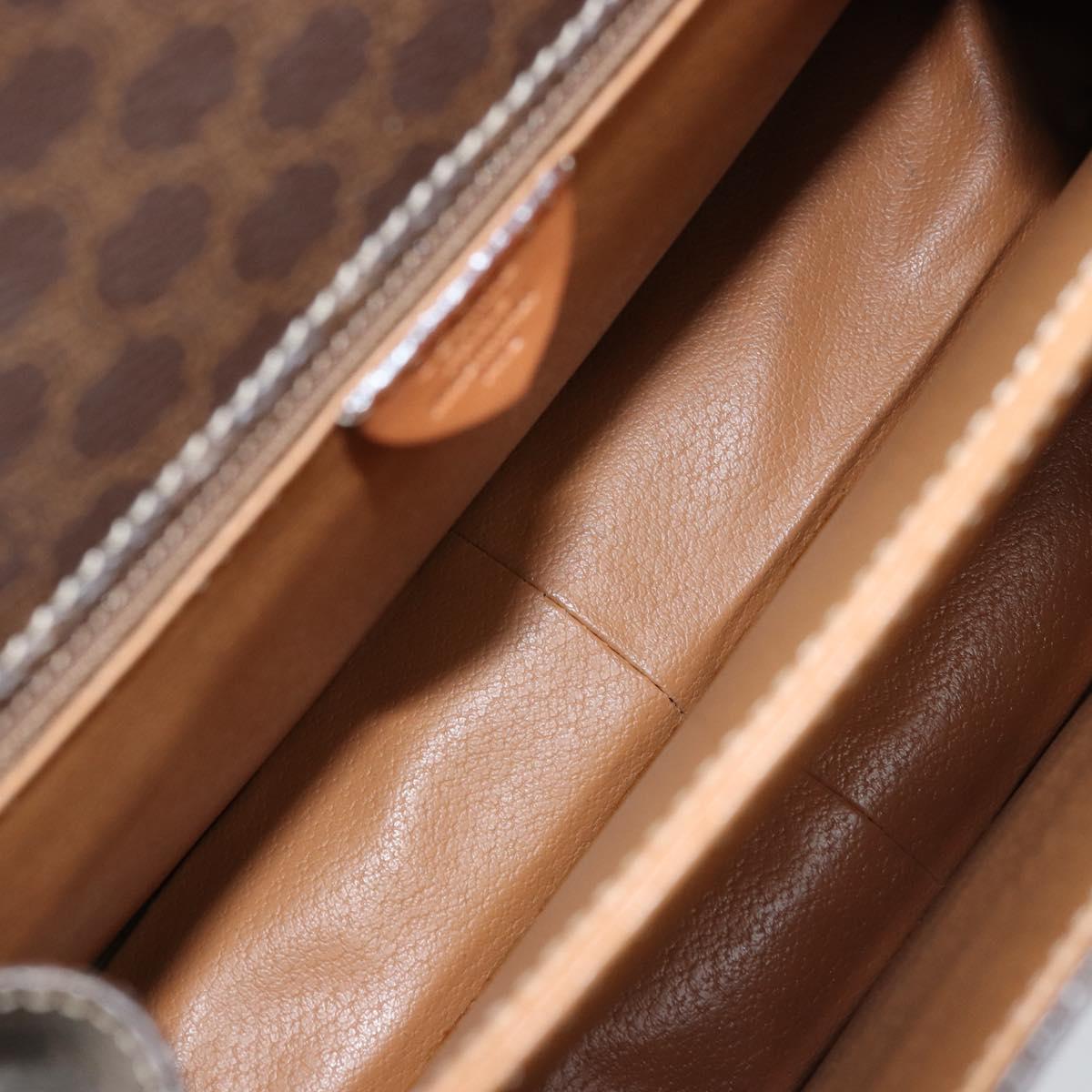 CELINE Macadam Canvas Hand Bag PVC 2way Gold Brown Auth ARZ616A