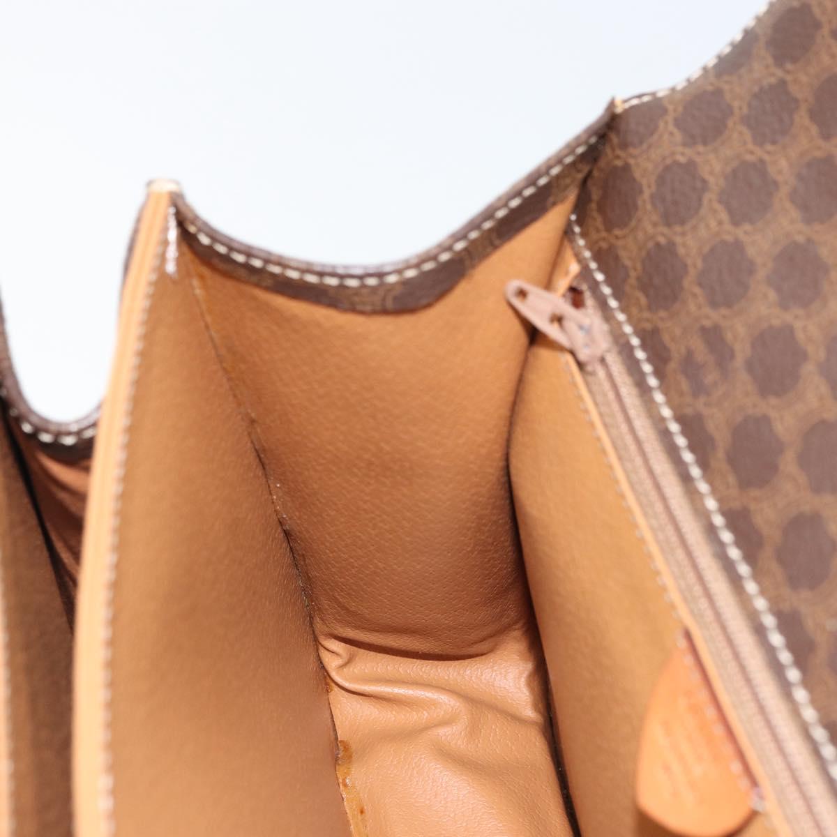 CELINE Macadam Canvas Hand Bag PVC 2way Gold Brown Auth ARZ616A