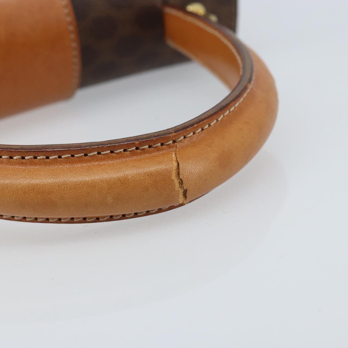 CELINE Macadam Canvas Hand Bag PVC 2way Gold Brown Auth ARZ616A