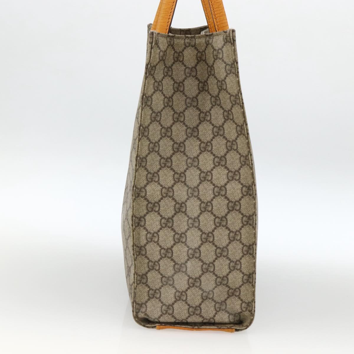 GUCCI GG Supreme Tote Bag PVC Beige Silver 91249 Auth ARZ643A