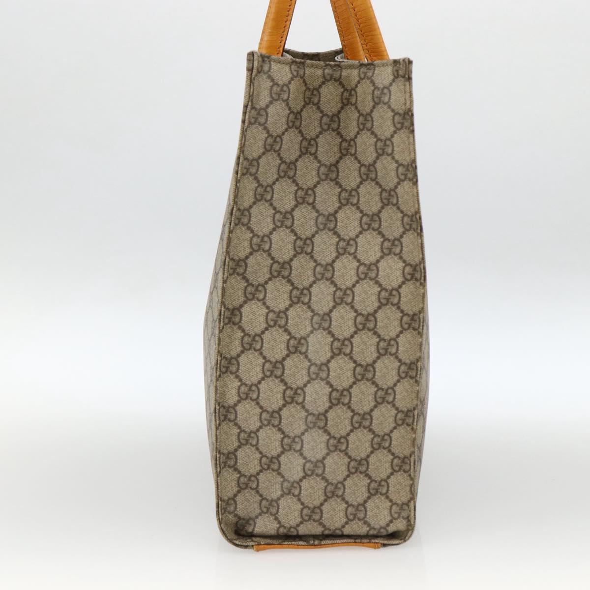 GUCCI GG Supreme Tote Bag PVC Beige Silver 91249 Auth ARZ643A