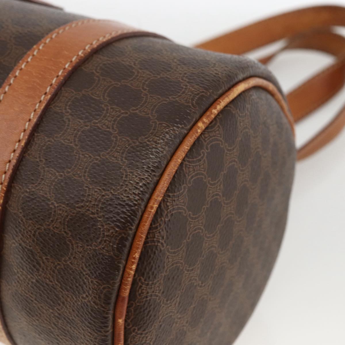 CELINE Macadam Canvas Hand Bag PVC Leather Brown Gold Auth ARZ645