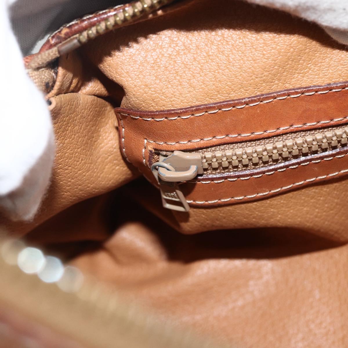 CELINE Macadam Canvas Hand Bag PVC Leather Brown Gold Auth ARZ645